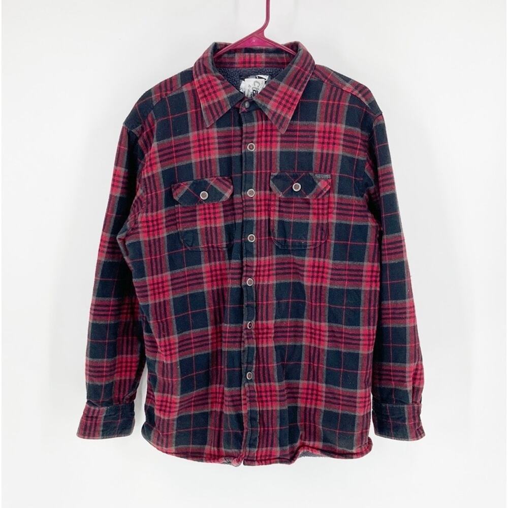 Ocean Current Plaid Flannel shacket rugged sherpa lined Gorpcore size M warm